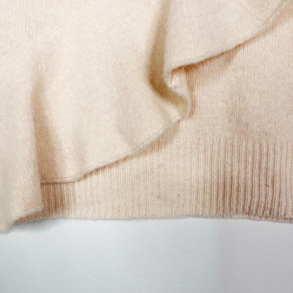 J Crew Womens XSmall Light Pink Ruffle Crewneck Sweater Boiled Merino Wool XS - Picture 5 of 12